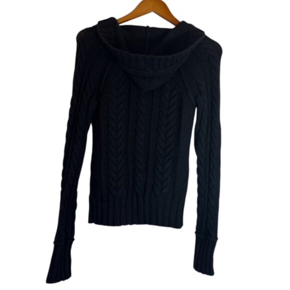 Vintage Old Navy Sweater Women Small Black Hoodie Jacket Chunk Knit button Y2K - Picture 2 of 12